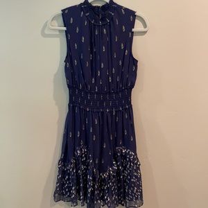 Rebecca Taylor Navy with Gold Metallic Dress